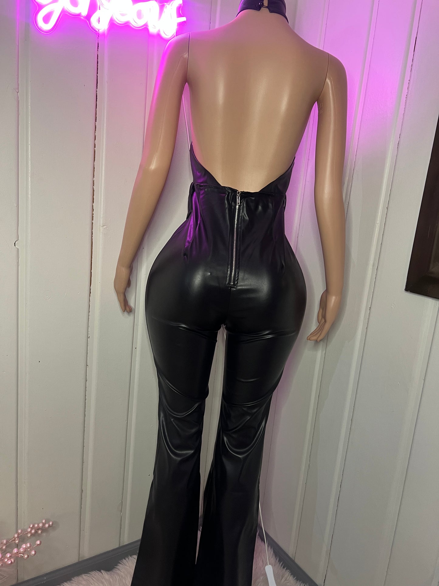 Buckle Up Faux Leather Jumpsuit