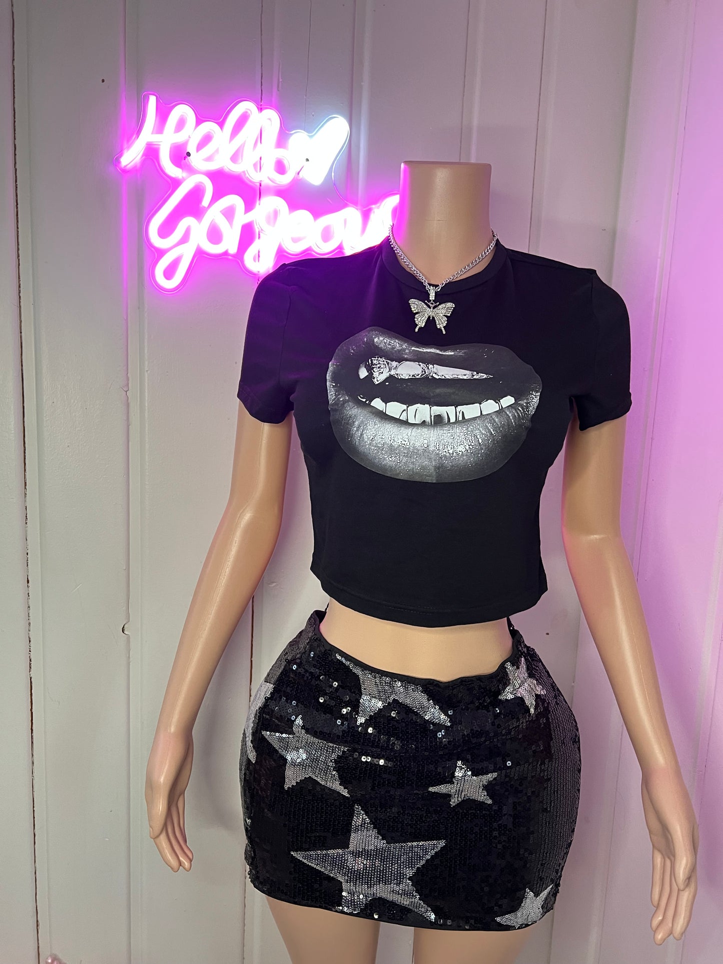 Glitter Grill Crop Tee