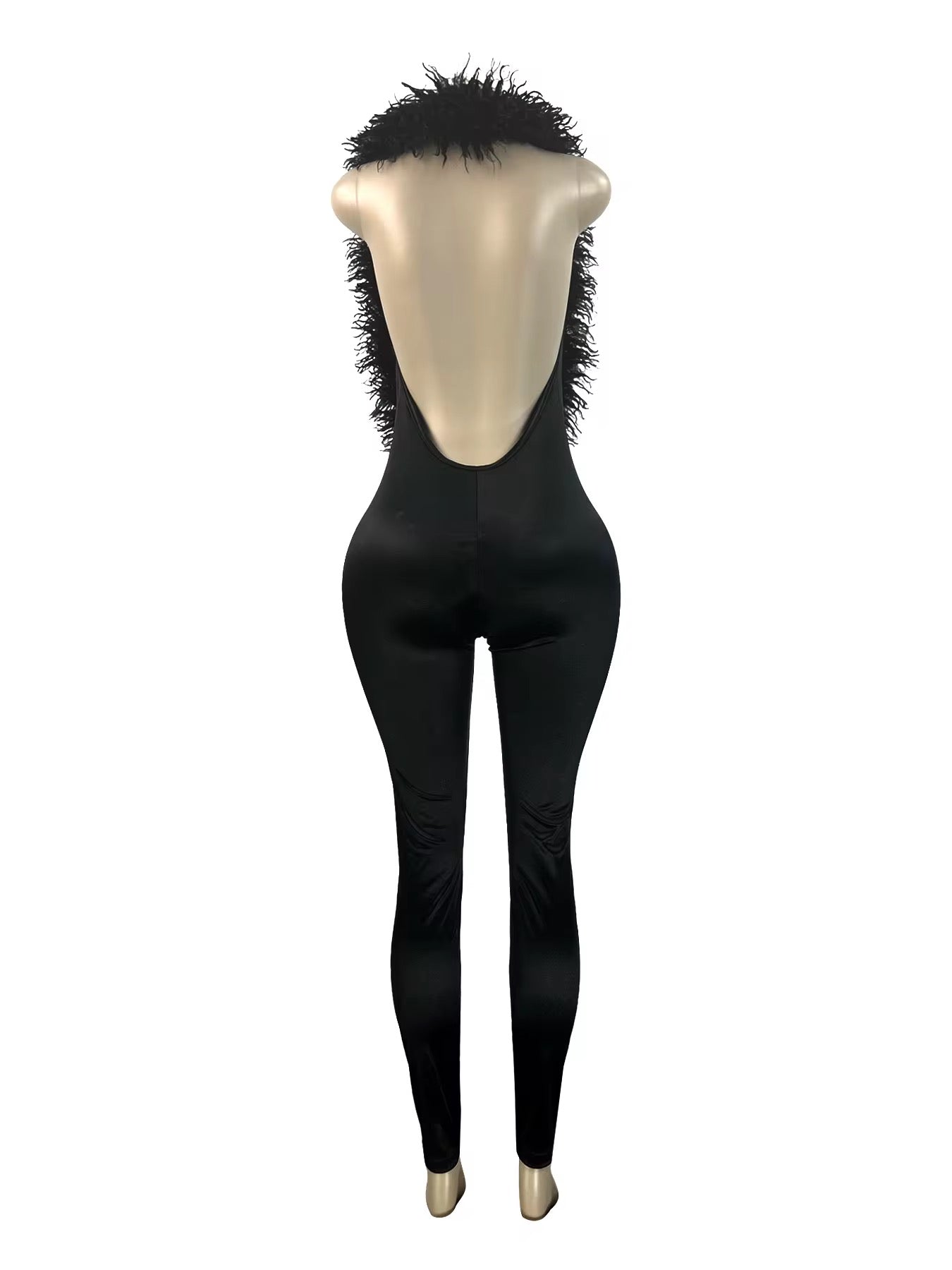 Midnight Muse Feather Jumpsuit
