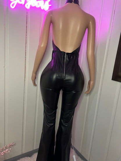 Buckle Up Faux Leather Jumpsuit