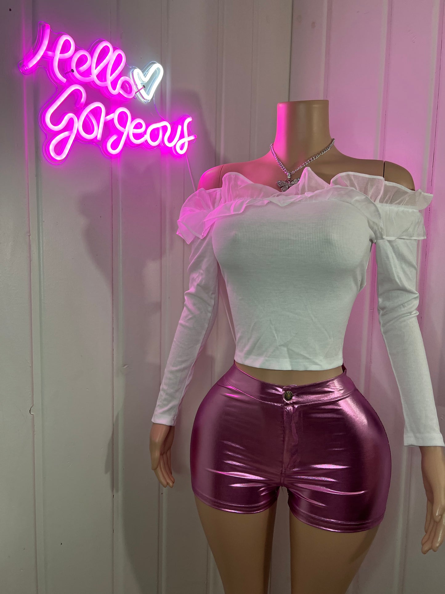 Metallic Mood Shorts -Pink