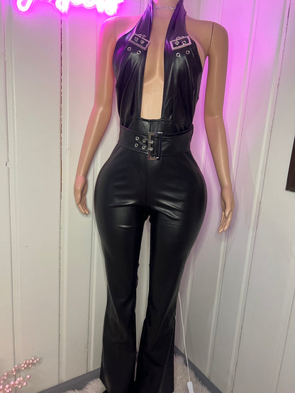 Buckle Up Faux Leather Jumpsuit