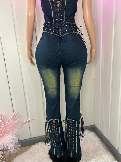 Laced in Luxury Denim Jumpsuit