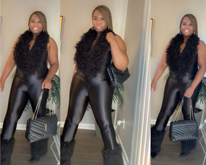 Midnight Muse Feather Jumpsuit