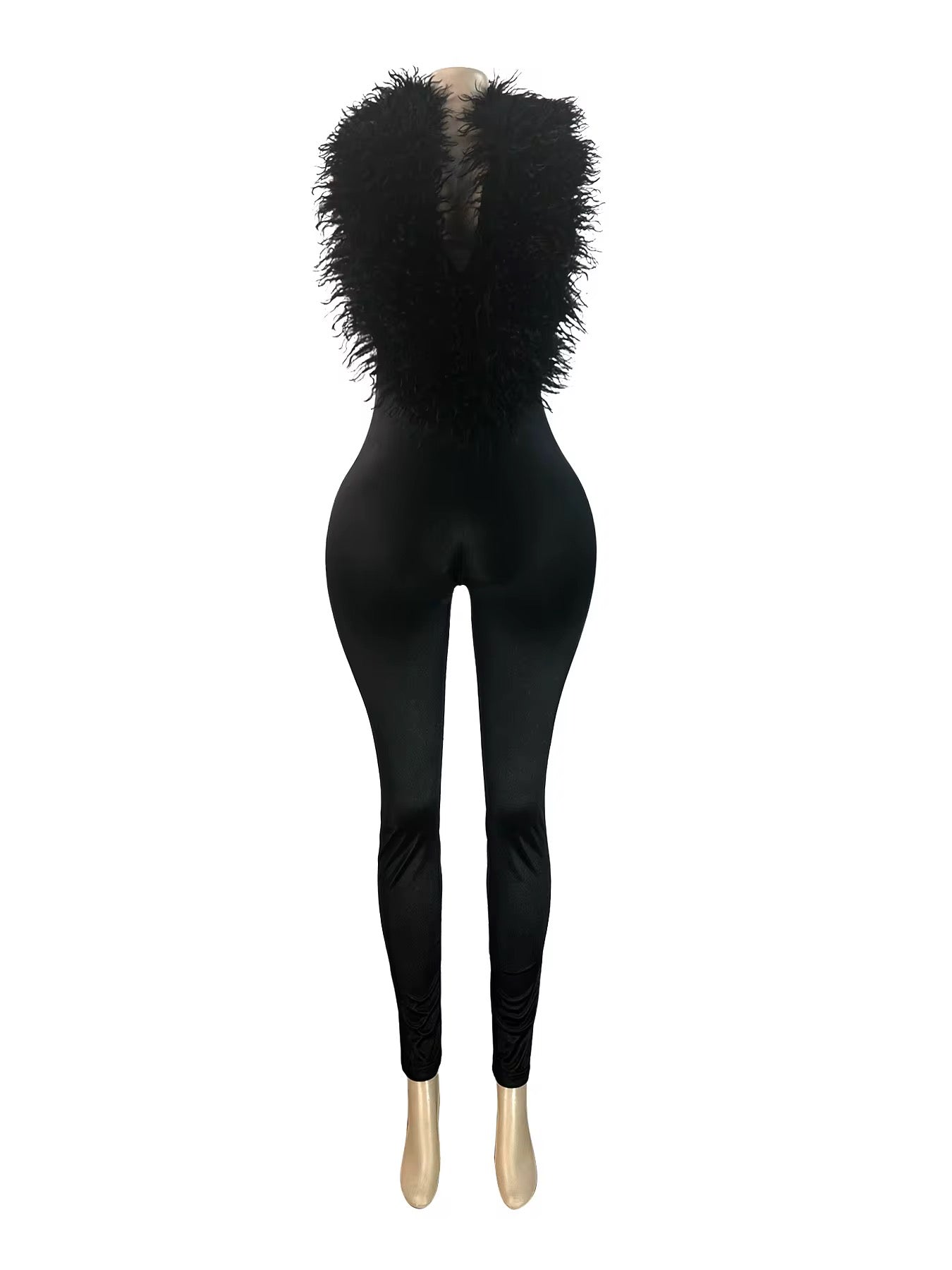 Midnight Muse Feather Jumpsuit