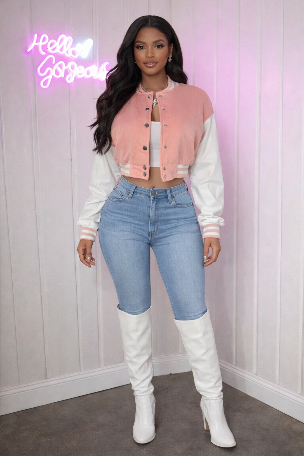 Blush Babe Varsity Jacket